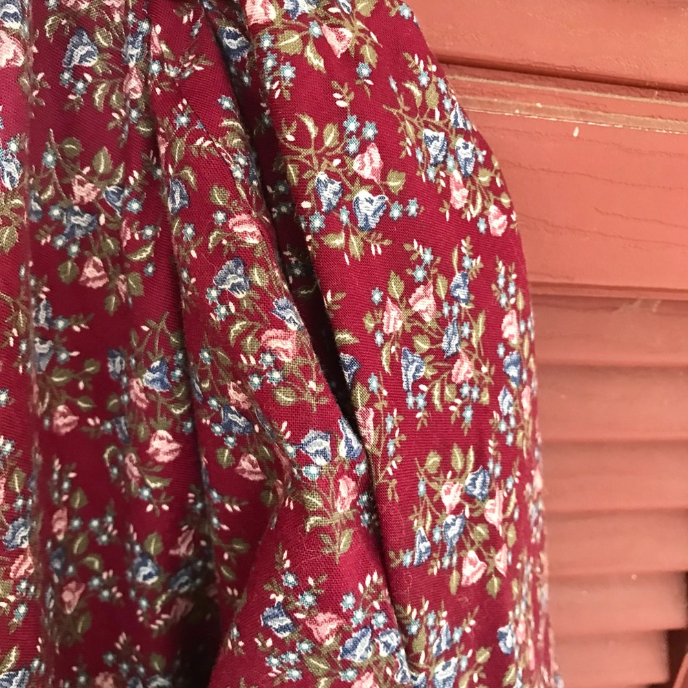 💖Beautiful💖Jessica's Gunnies Gunne Sax Burgundy Calico Lace Prairie Skirt🌟 - Picture 14 of 15